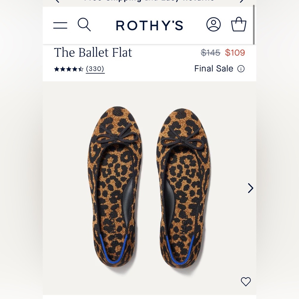 Rothy’s ballet flats.  Like new condition, size 7.5.